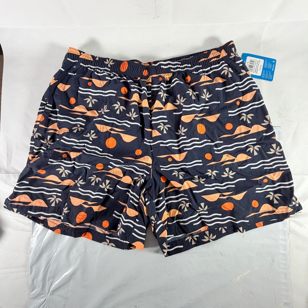 NWT Columbia Sandy River II Printed Shorts Womens 1X Inseam 6 Palm Tree Orange